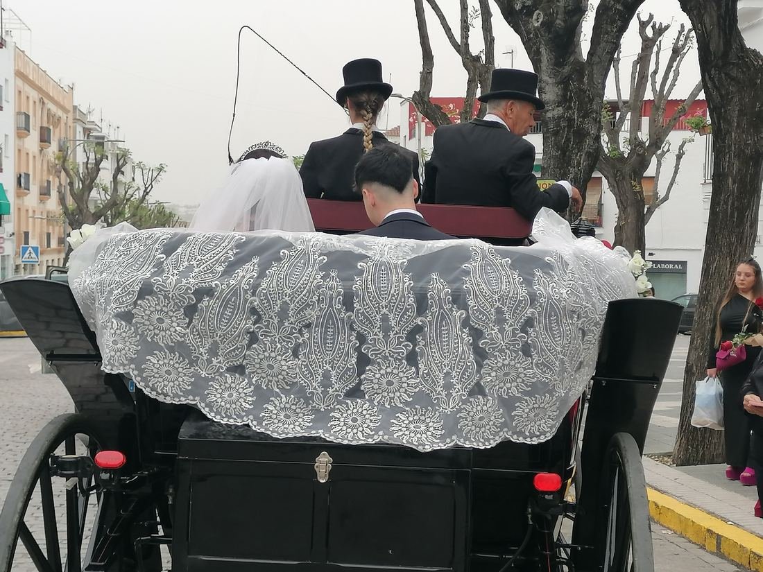Boda real de Legado Romano — llegada en coche de caballos
